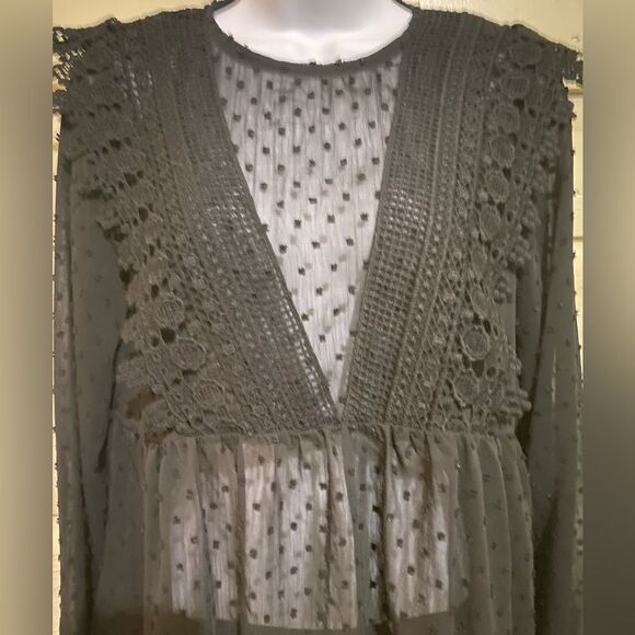 Y2K Sheer Lace Empire Waist Top Size Small Victorian Whimsigoth Fairy Croquette - Picture 7 of 13